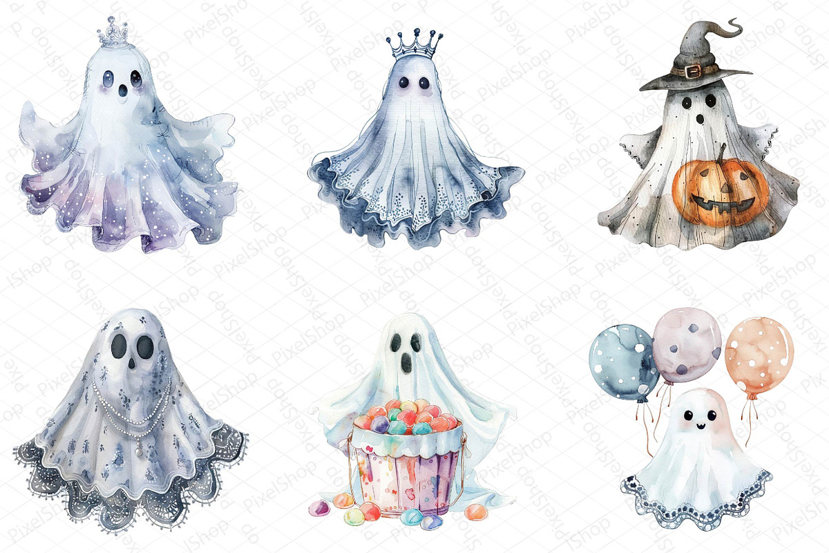 Cute Halloween Lace Ghost Png Clipar, an Illustration by DreamPrint404 (Photo 2 of 7)