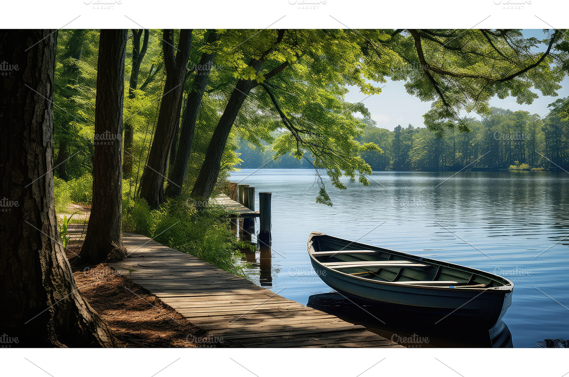 ing lake boat dock ai generated, a Sports & Recreation Photo by pikepicture