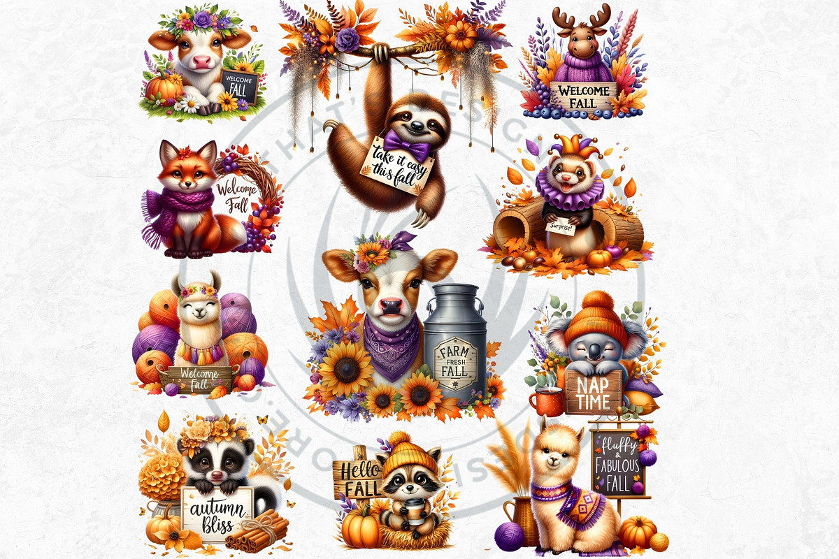 Autumn Cute animals with signs, a Seasonal Illustration by ThatsDesignArt (Photo 6 of 10)