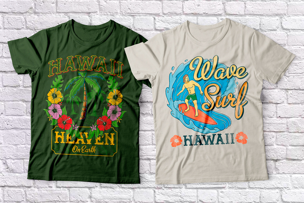 Hawaii Beach. Font & T-shirts preview 6
