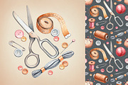 Hand drawn sewing tools, a Texture Illustration by Sundra (Thumbnail 8 of 8)