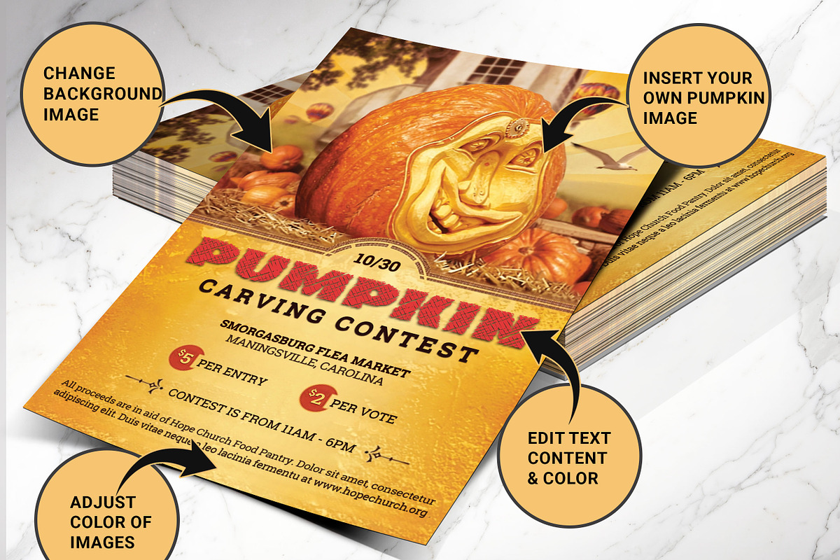 Pumpkin Carving Contest Canva Flyer, a Flyer Template by Godserv Designs (Photo 3 of 15)