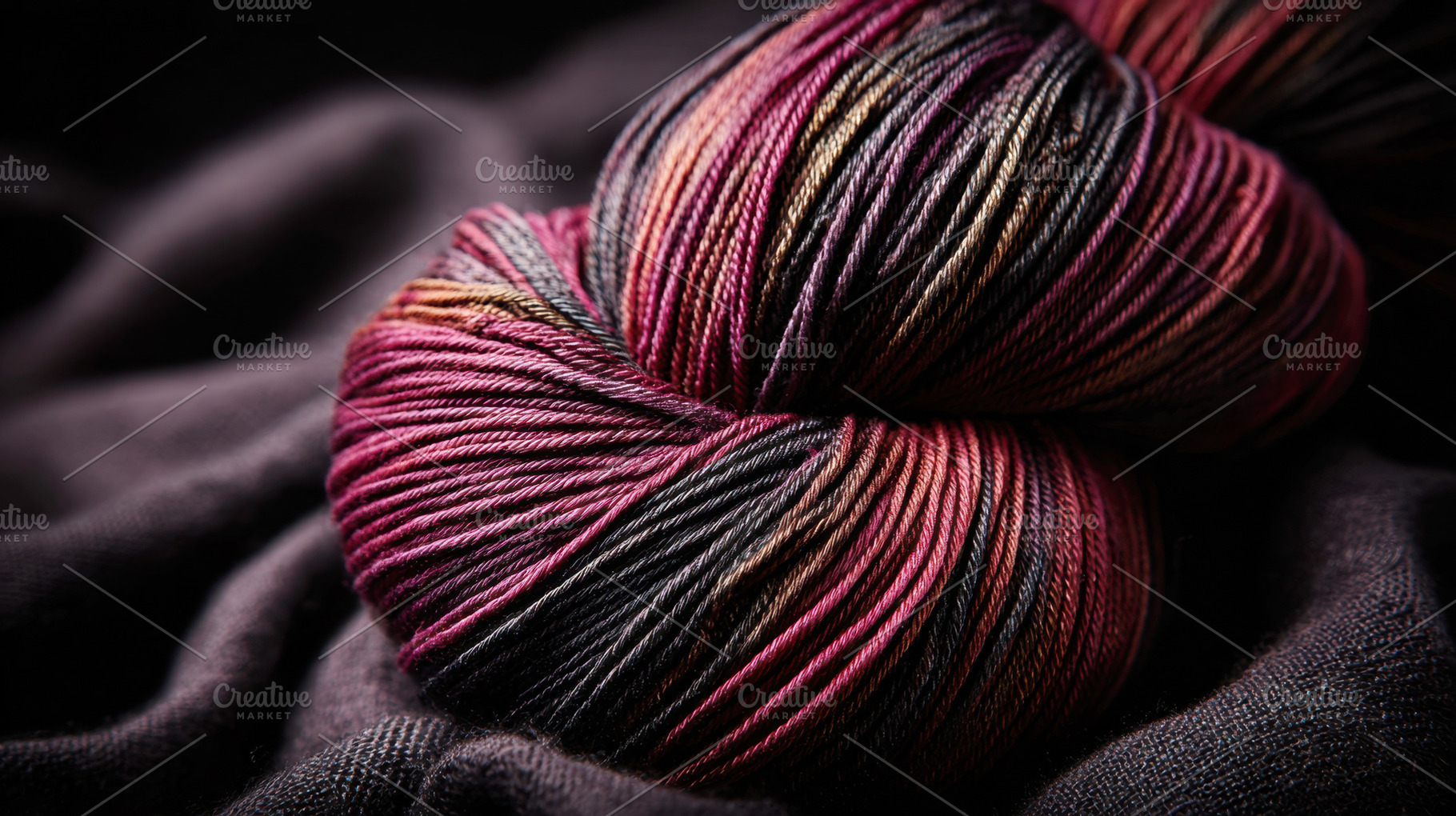 Colorful yarn on a dark fabric, a Photo by Beautiful things