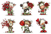 Valentine Animals with Flower Clipar, an Illustration by Dream Creation (Thumbnail 3 of 7)