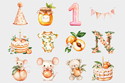 Watercolor Peach One Birthday Clipar, a Seasonal Illustration by Design Market (Thumbnail 4 of 5)