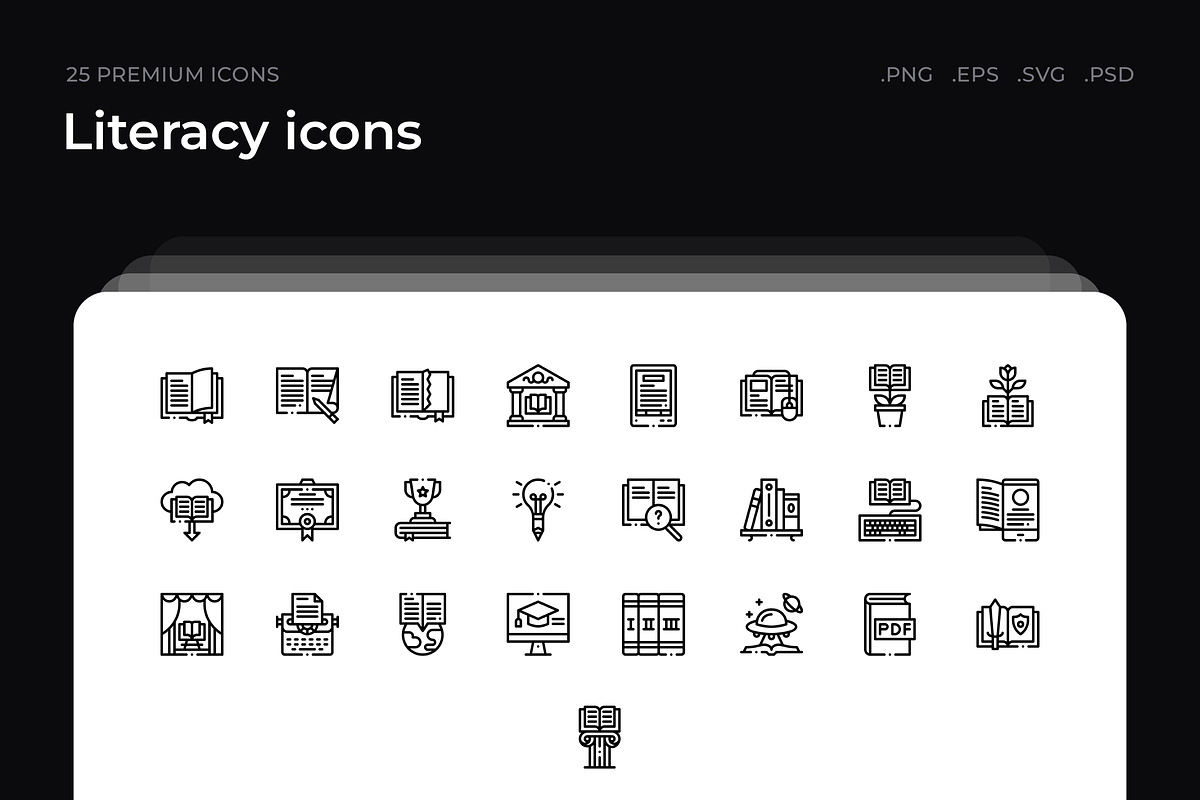 Literacy icons, an Outline Icon by Wencory