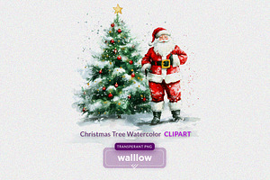 Watercolor Christmas Clipart Set