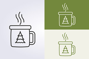 Line Icon Of A Cup Mug Vector Logo