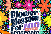 Flower Blossom: 100 Procreate Stamps, a Brush Add-On by Dollcee (Thumbnail 1 of 4)