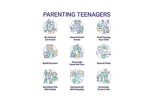 Parenting teenagers concept icons, an Outline Icon by IMG Visuals