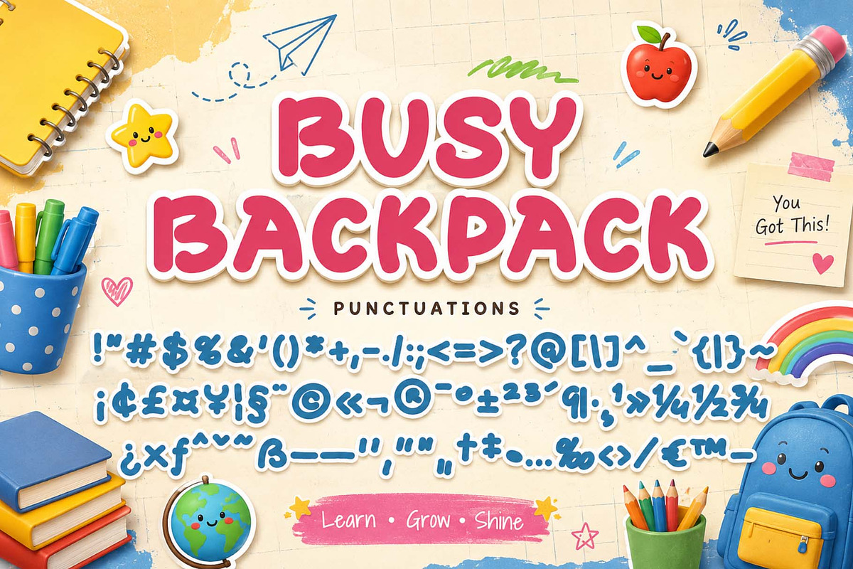 Busy Backpack, a Handwritten Font by Yoga Letter (Photo 5 of 6)