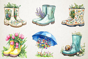 Spring Rain Boots and Umbrella Set, an Illustration by RobertsArt (Thumbnail 2 of 5)