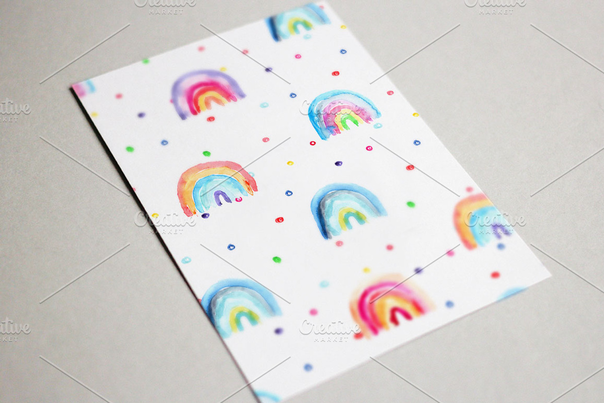 Watercolor rainbow seamless pattern, a Pattern Graphic by Katerina Tova (Photo 2 of 4)