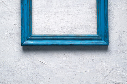A vibrant blue picture frame
