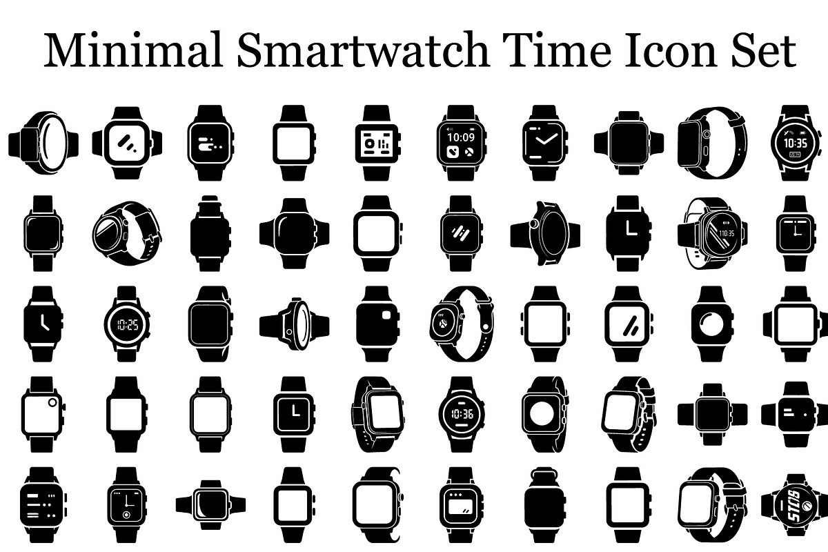 Minimal Smartwatch Time Icon Set, an Icon by musafir_fashion (Photo 1 of 13)
