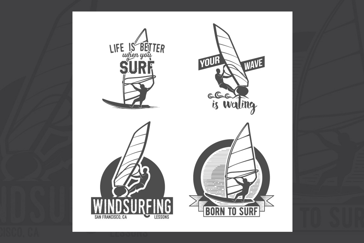 set of windsurfing badges and logos, a Branding & Logo Template by Alex_Ivanov