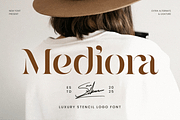 Mediora – Luxury Stencil Logo Font, a Serif Font by Sensatype (Thumbnail 1 of 13)