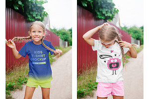 Kids Girl T-Shirt PSD Mockups Vol9