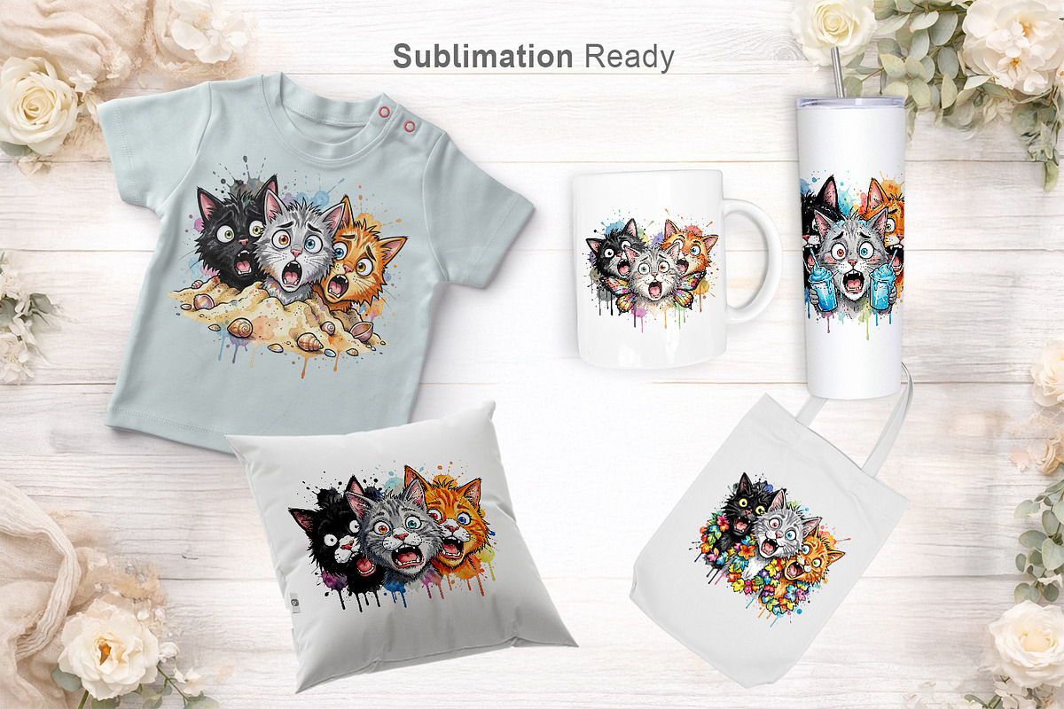Funny Summer Cat Sublimation, an Illustration by Artnoy (Photo 6 of 8)