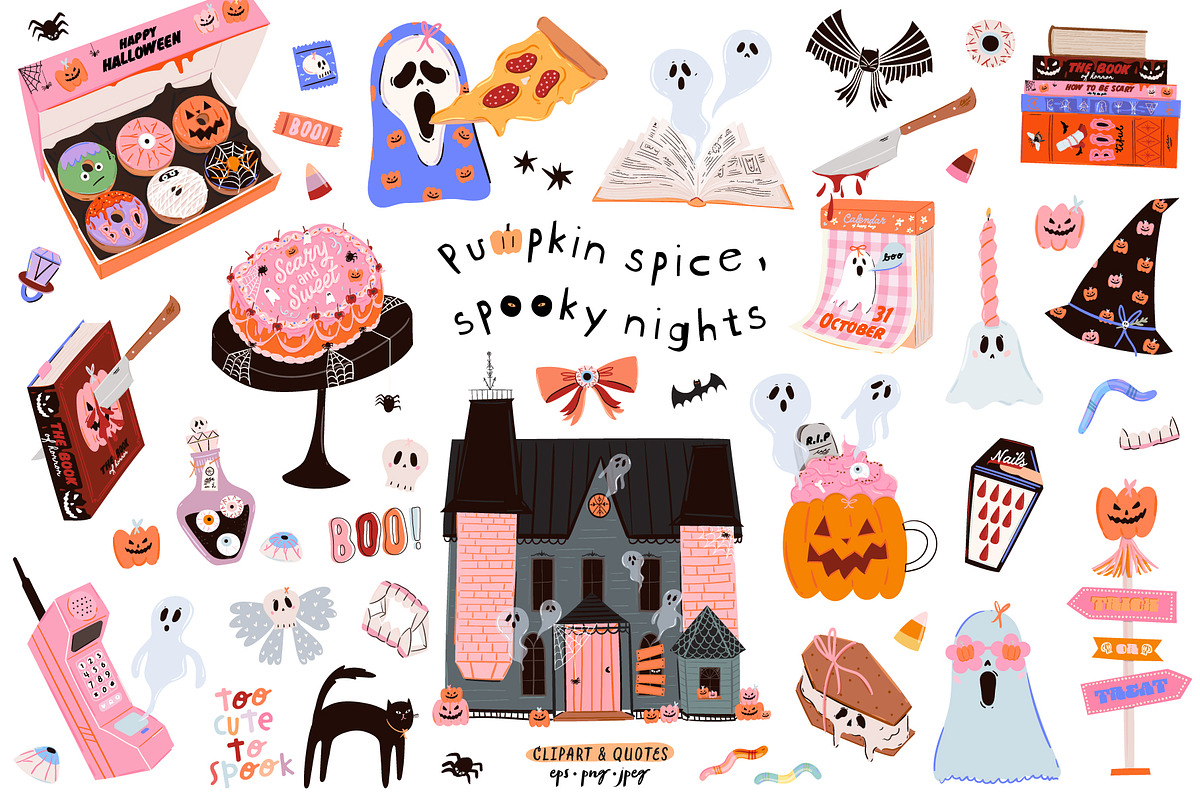 Cute Spooky Halloween Clipart Bundle, an Object Graphic by Ruslana Lubenets (Photo 1 of 21)
