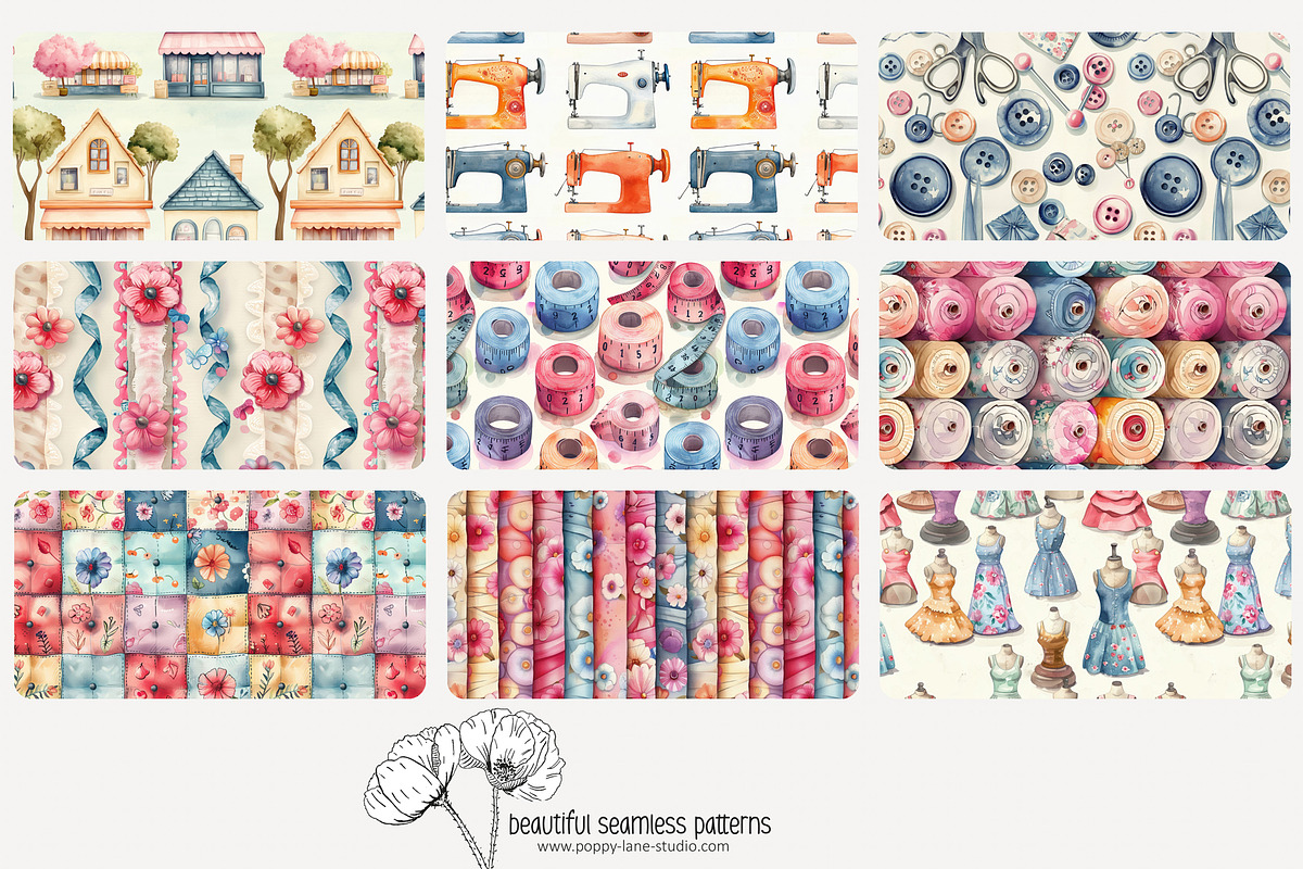 80 seamstress seamless pattern, a Pattern Graphic by Poppy Lane Studio (Photo 7 of 11)