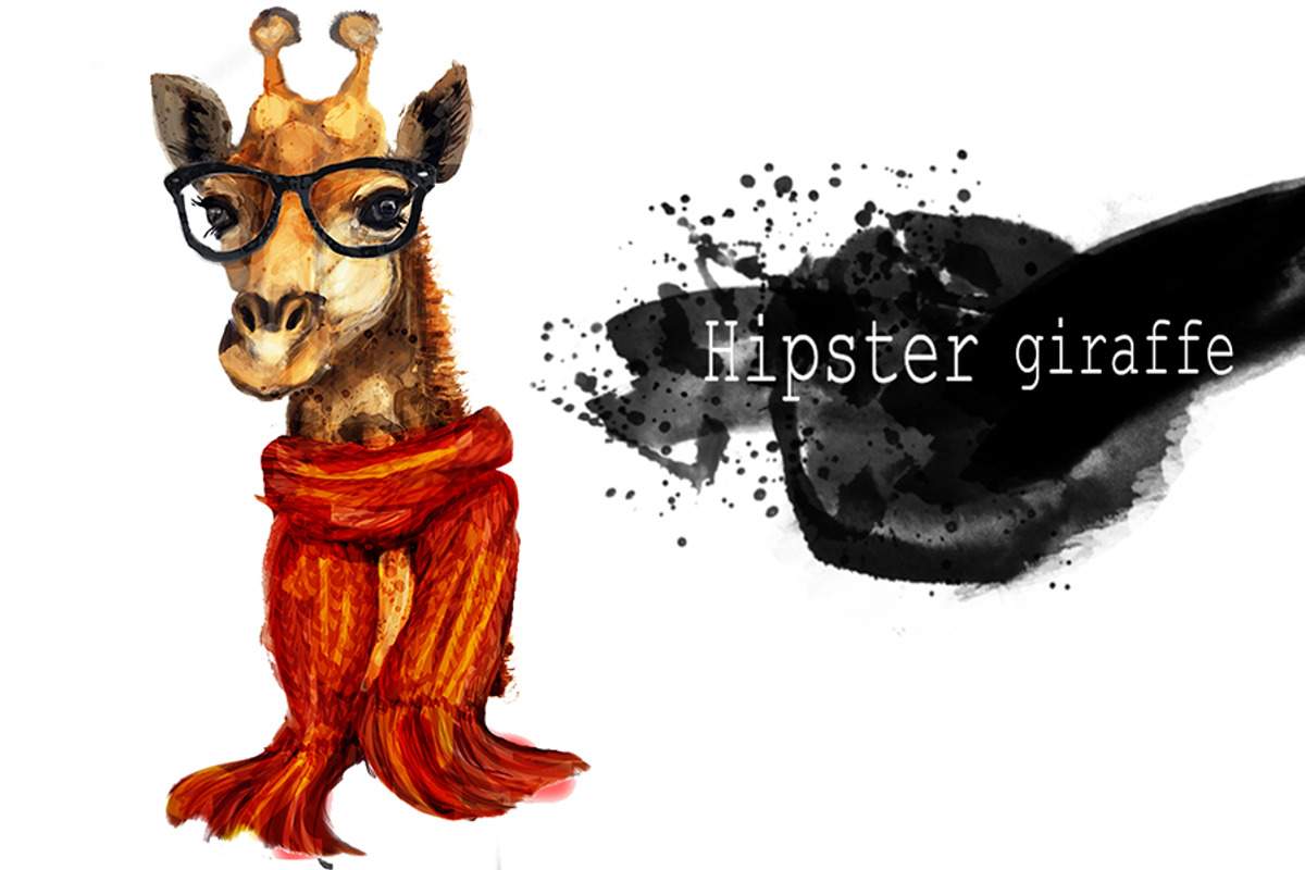 Set giraffe portraits .4 styles, an Animal Illustration by art_mouse (Photo 4 of 6)