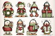 Whimsical Christmas Penguin Clipart, an Illustration by Dream Creation (Thumbnail 3 of 7)