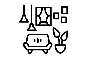 Room apartment black icon, an Outline Icon by Creative priyanka