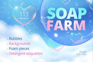 Shiny soap bubbles/foam big set