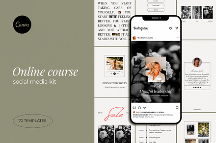 Instagram Template for Online course, a Social Media Template by The Dreamer Studio