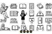 Educational Bookreading Vector Set, an Illustration by designvectx (Thumbnail 3 of 3)