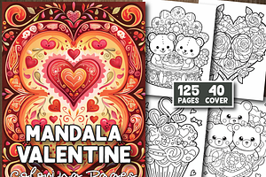 Mandala Valentine Coloring Pages, a Seasonal Illustration by Design Station