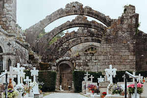 Historic cemetery in front of mediev, an Architecture Photo by Perpis