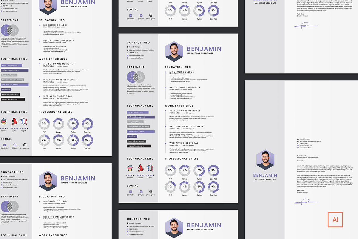Violet Resume CV, a Resume Template by iDoodle Studio (Photo 3 of 6)