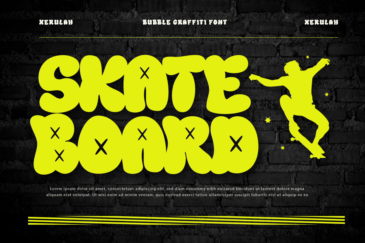Xerulah - Bubble Graffiti Font, a Handwritten Font by twinstd (Photo 2 of 10)