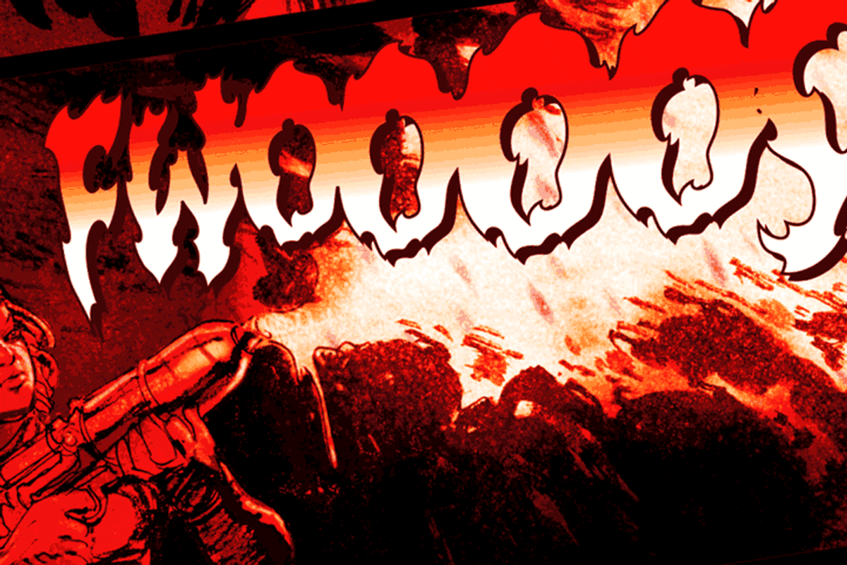 Flame On - firey comic FX color font preview 3