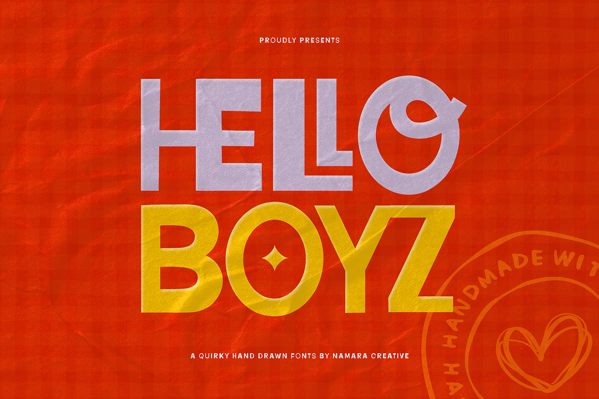 Hello Boyz - Quirky Hand Drawn Fonts, a Handwritten Font by Namara Creative Studio (Photo 1 of 13)