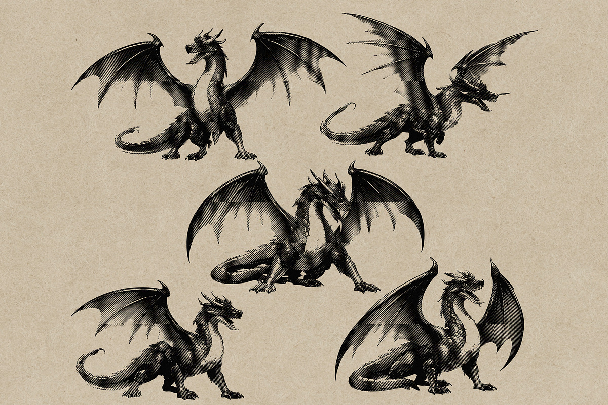 Dragon Heraldry Engraving Collection, an Object Illustration by Kaizla03 (Photo 2 of 4)