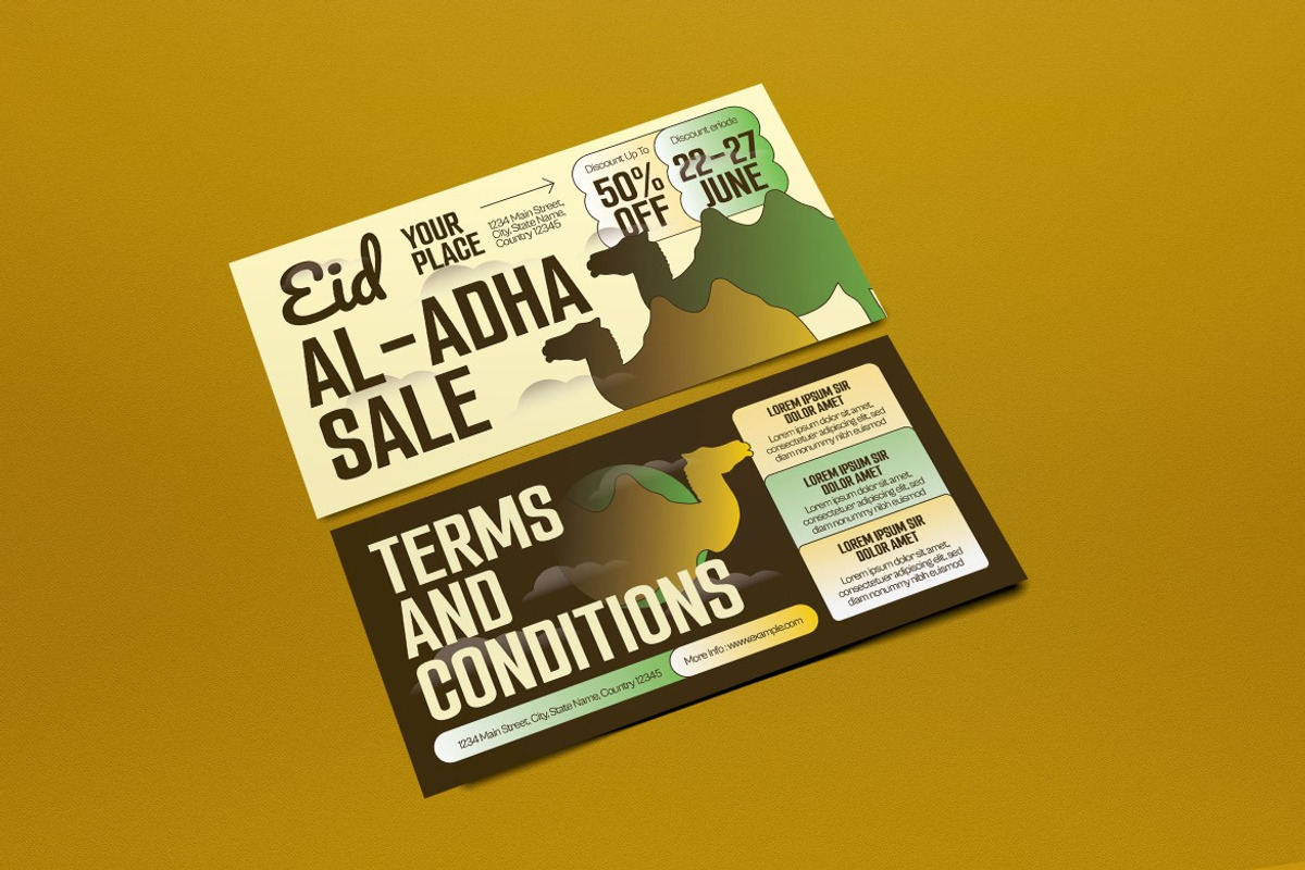 Beige Brown Bold Eid Al Adha Voucher, a Card Template by graphicook (Photo 2 of 3)