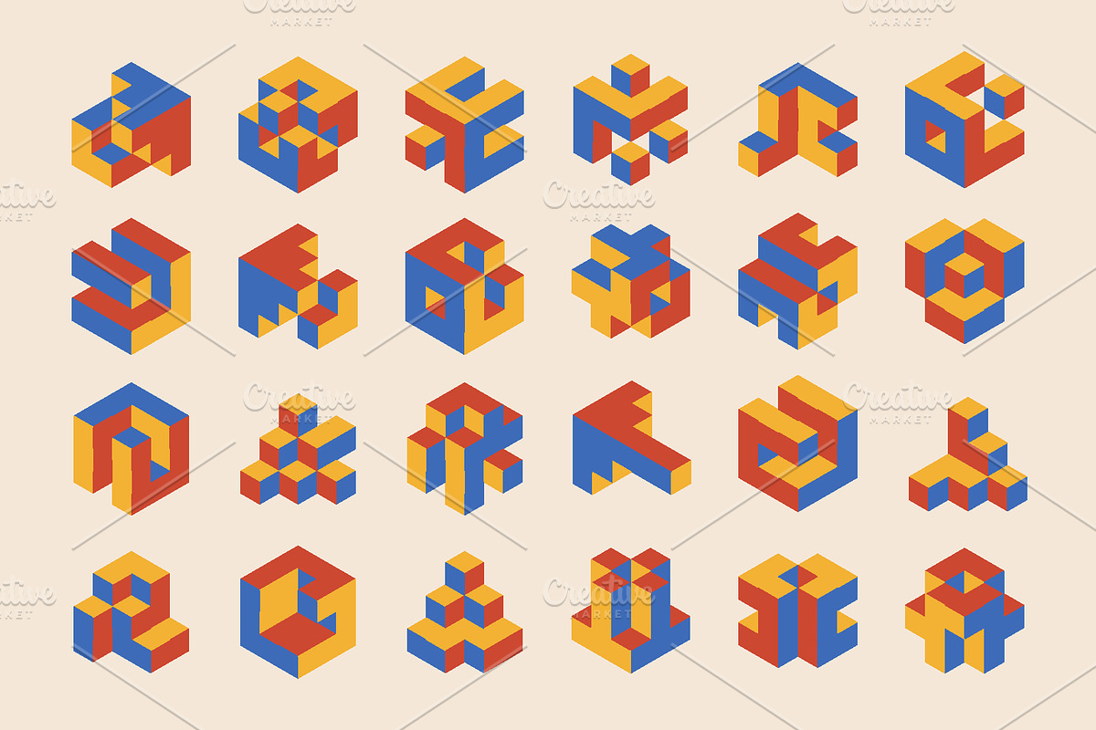 3D Geometry Printable Wall Art Set, a Background Graphic by C Design Studio (Photo 28 of 28)