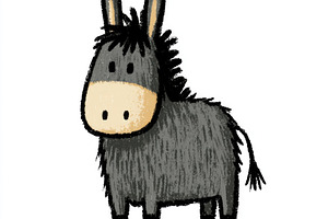 Cute donkey doodle illustration, an Animal Photo by José Manuel Gelpi