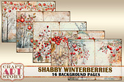 Shabby Winterberries Blank Pages, a Seasonal Illustration by CraftArtStory (Thumbnail 2 of 4)