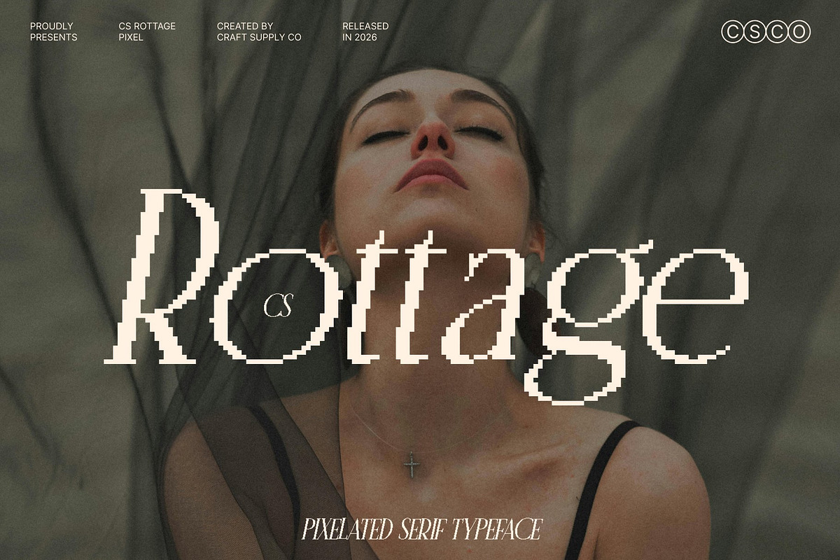CS Rottage Pixel, a Serif Font by Craft Supply Co. (Photo 1 of 8)