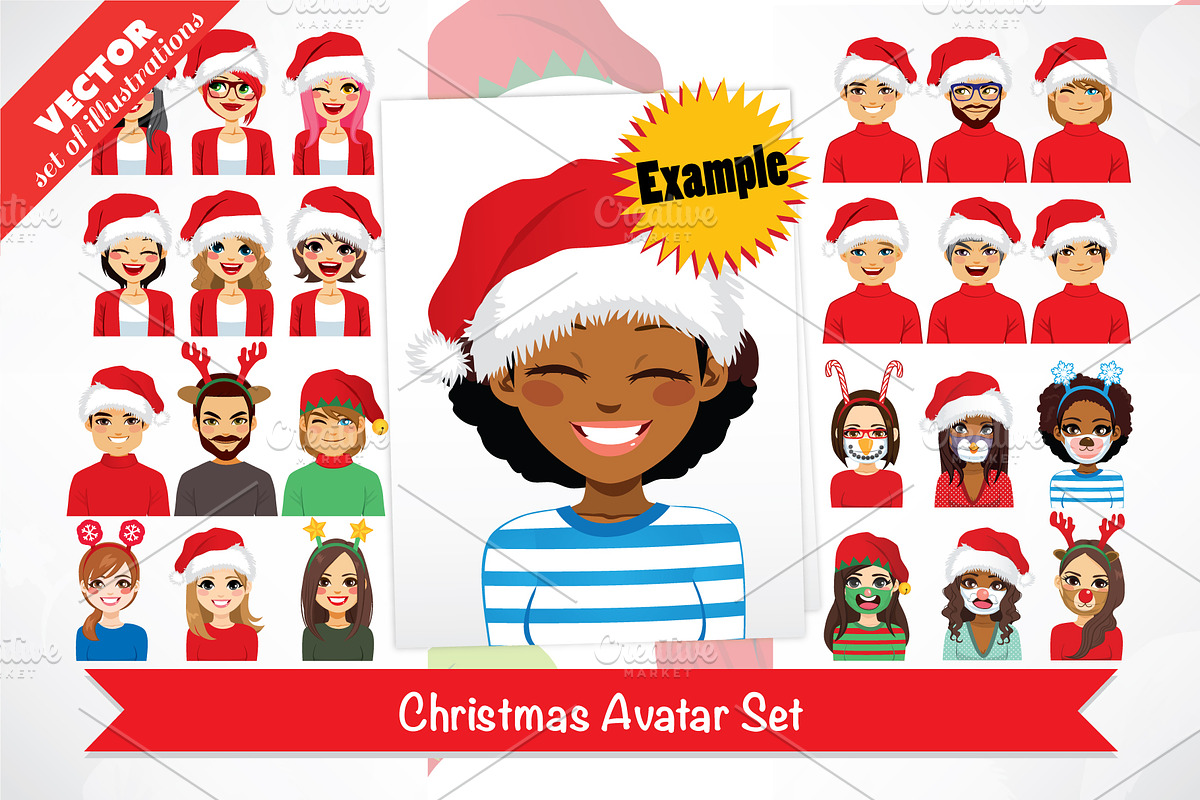 Christmas People Avatar Set Bundle, a Healthcare Illustration by Kakigori Studio (Photo 1 of 2)