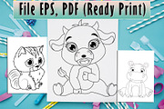 Coloring Page Baby Animal, an Illustration by Eka Design (Thumbnail 3 of 3)
