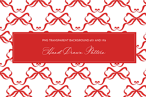 Red Bow Grandmillennial Pattern PNG