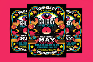 Retro Disco Galaxy Electro Party Fla, a Flyer Template by Muhamad Iqbal hidayat
