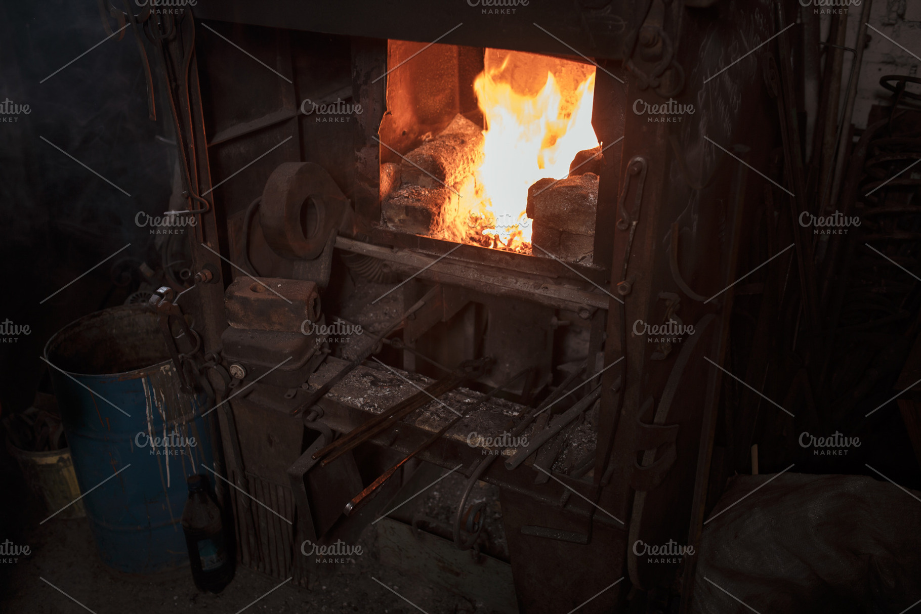 Burning furnace with blanks in black, a Photo by GoodMomentShop