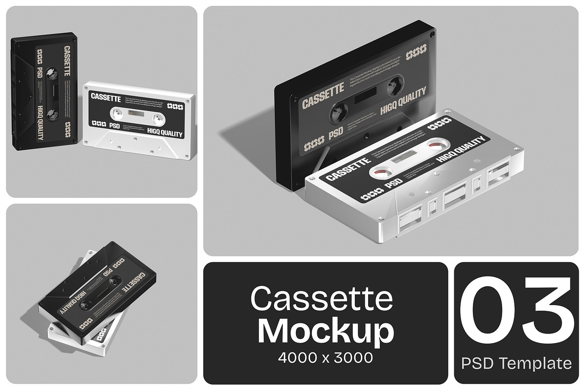 Cassette Mockup, a Merchandise Mockup by Permadi Creative (Photo 1 of 5)