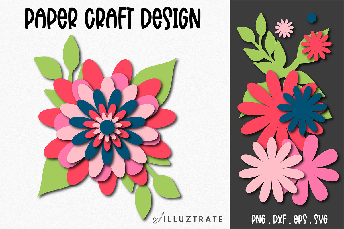 Paper Flower SVG Cut File Bundle, a Decorative Illustration by illuztrate (Photo 10 of 16)